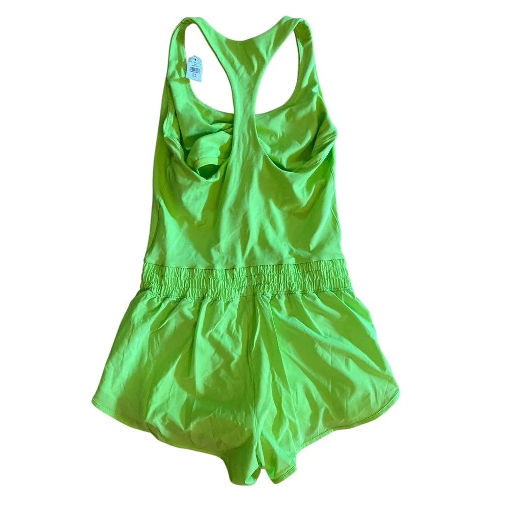 Offline by Aerie Romper Playsuit Neon Green Athletic Racerback Size M